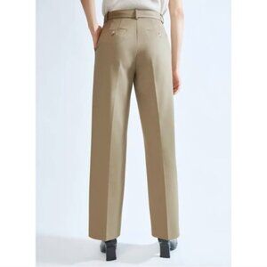 BABATON Agency Pant Wool Pleated Wide Leg Trouser Taupe Beige Tan S 4 Aritzia